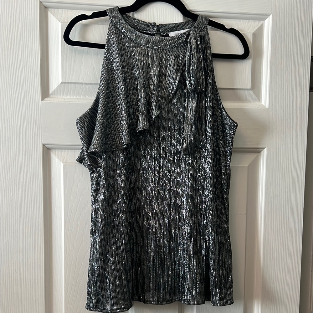 Silver Metallic Sleeveless Top